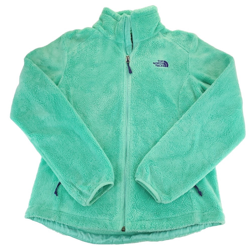 North Face Jacket Womens Small Mint Green Full Zip‎ Deep Pile Fleece Zip Pockets